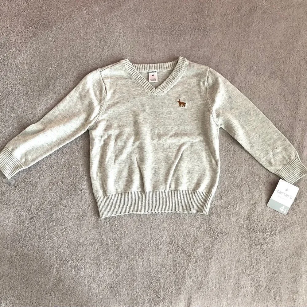 Carter’s Boys Lt Heather Gray Cotton Vneck sweater